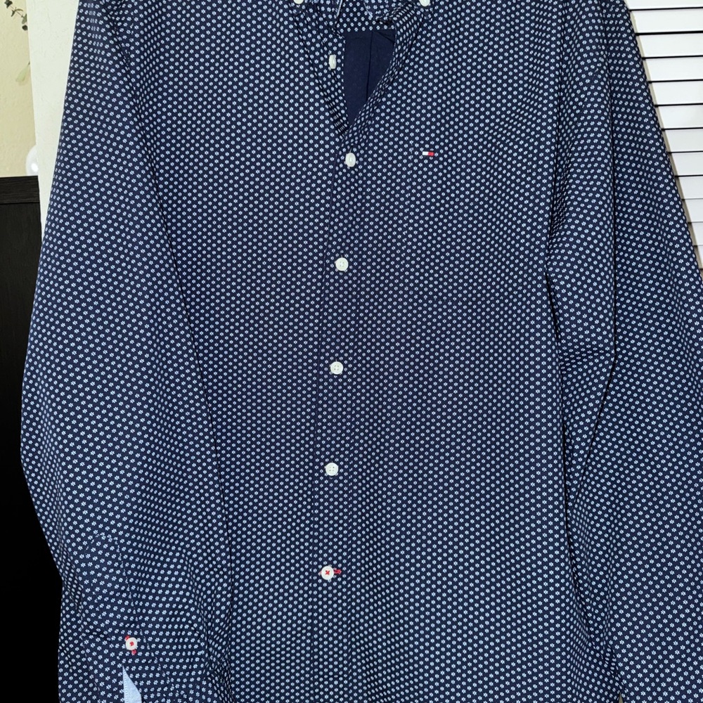Tommy Hilfiger Men's Dark Blue Geometric Shirt